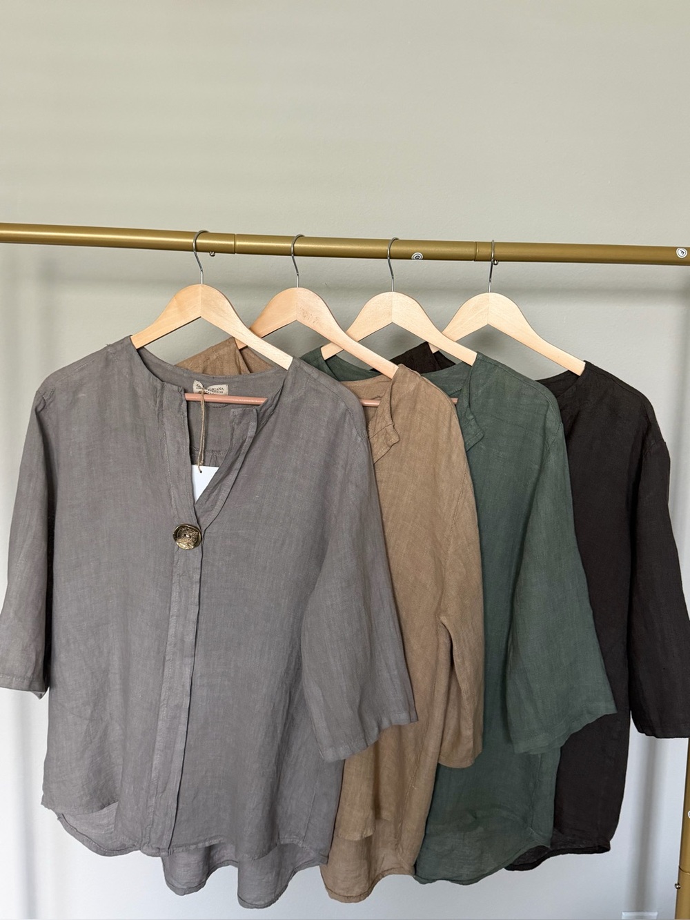IT026 🇮🇹 Made in Italy 100% Linen One-Button Tunic – 4 Colors